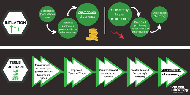 Affects of Inflation and Terms on trade on foreign exchange flow chart
