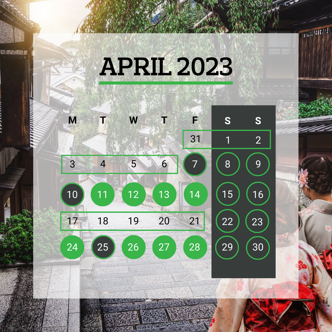 April Annual Leave Hacks Calendar 2023