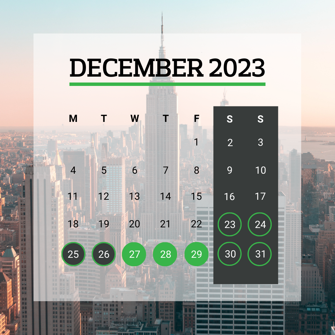December Annual Leave Hacks Calendar 2023