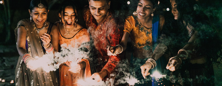 Family enjoying Diwali together