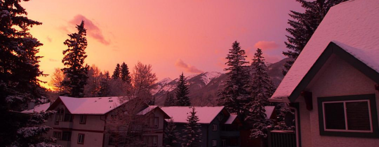 The prettiest sunrise I’ve ever witnessed. From my apartment window in Banff, Canada.  