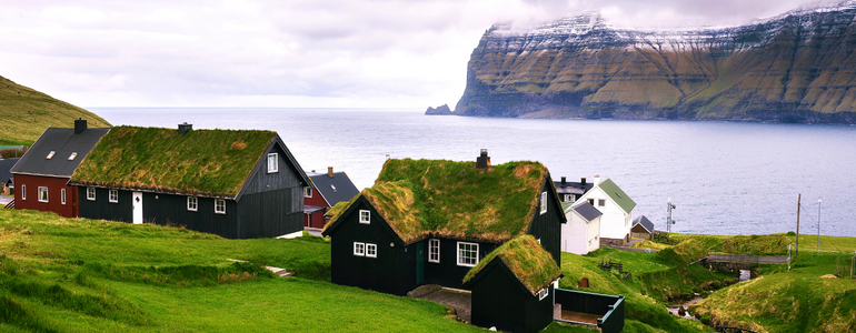 The village of Mikladalur, Kalsoy Island, Faroe Islands