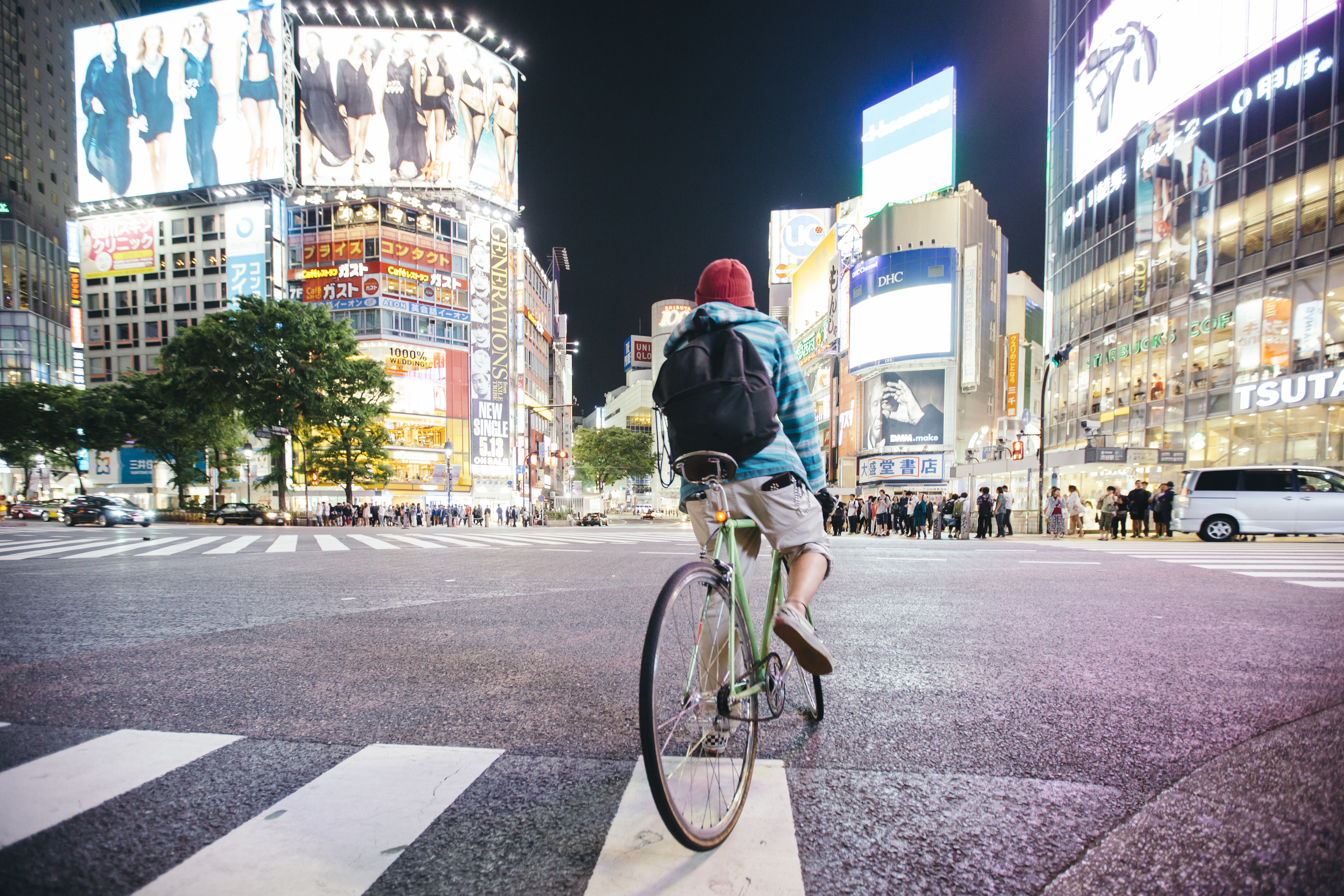Man on bike in Tokyo 