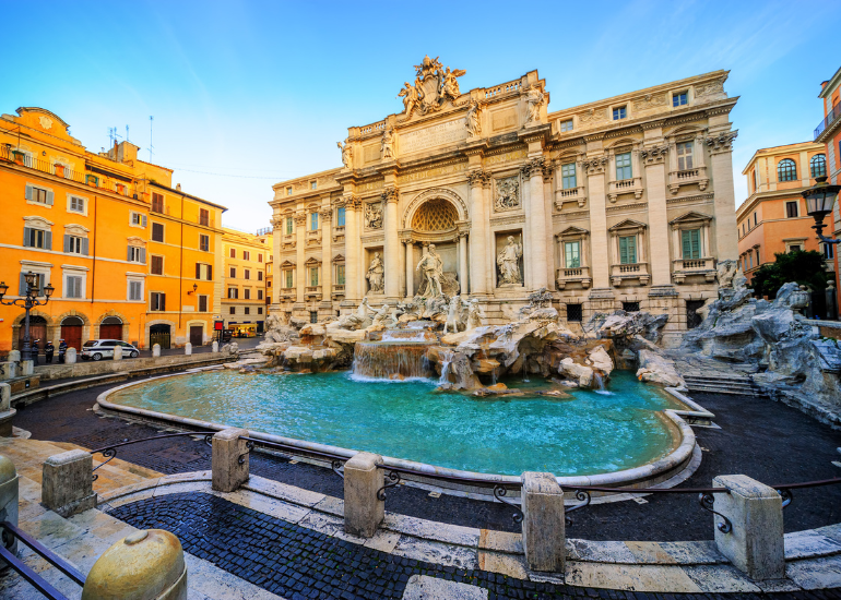 Trevi Fountain at sunset, Rome, Italy