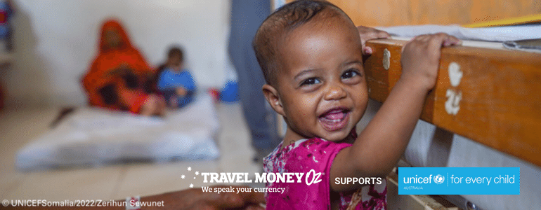 Travel Money Oz supports Unicef donating foreign coins to children in need all around the world.