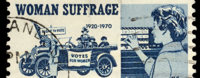 International Women's Day vintage stamp of the Women's Suffrage