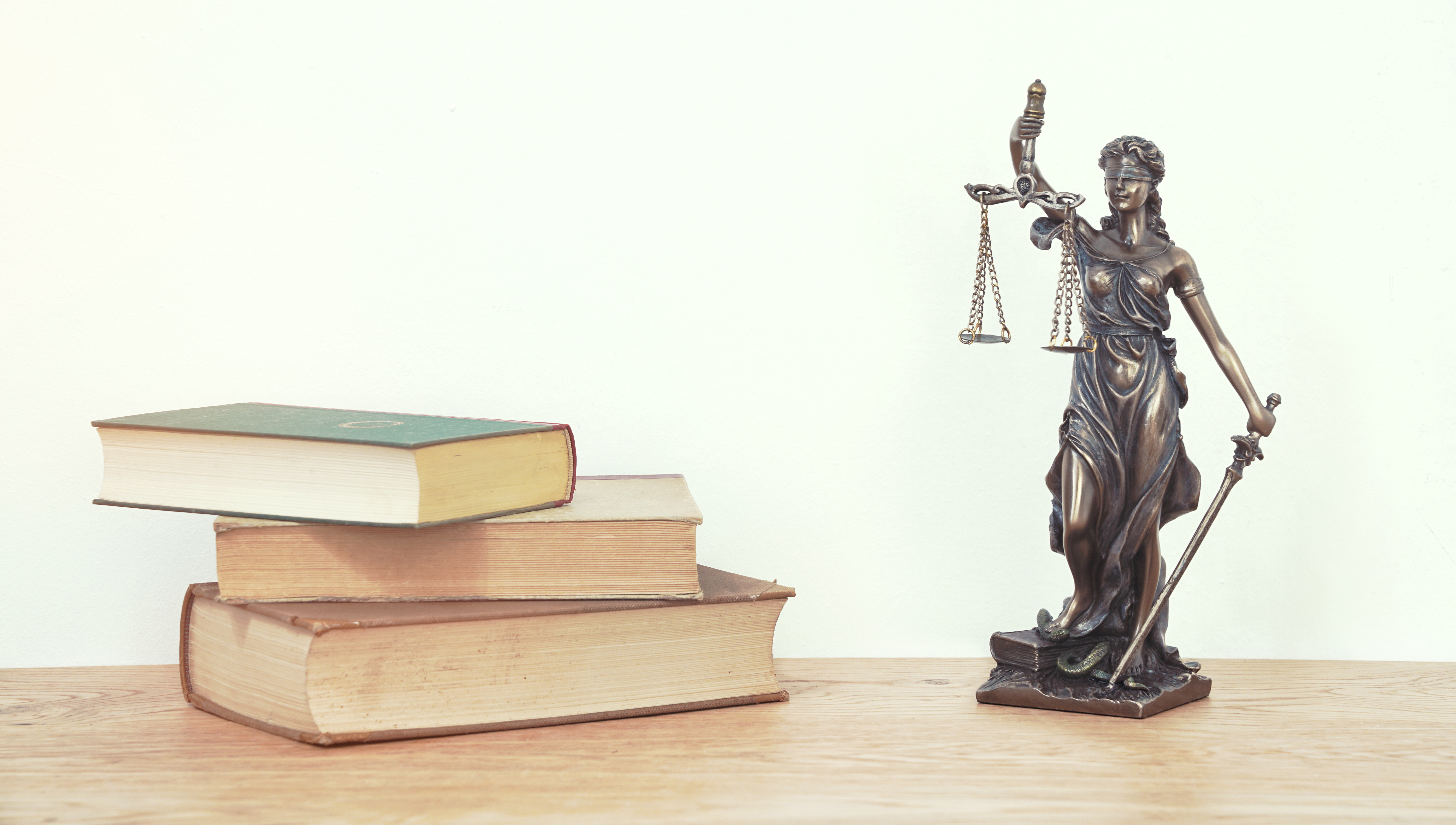 Lady justice and books