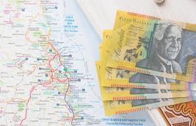 Aussie dollar on map 